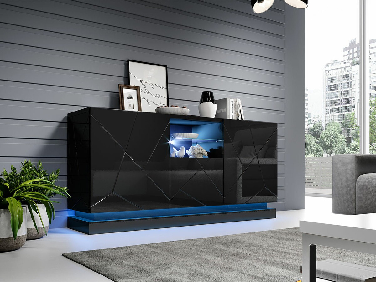 Sideboard Linar (Black + Glossy black)