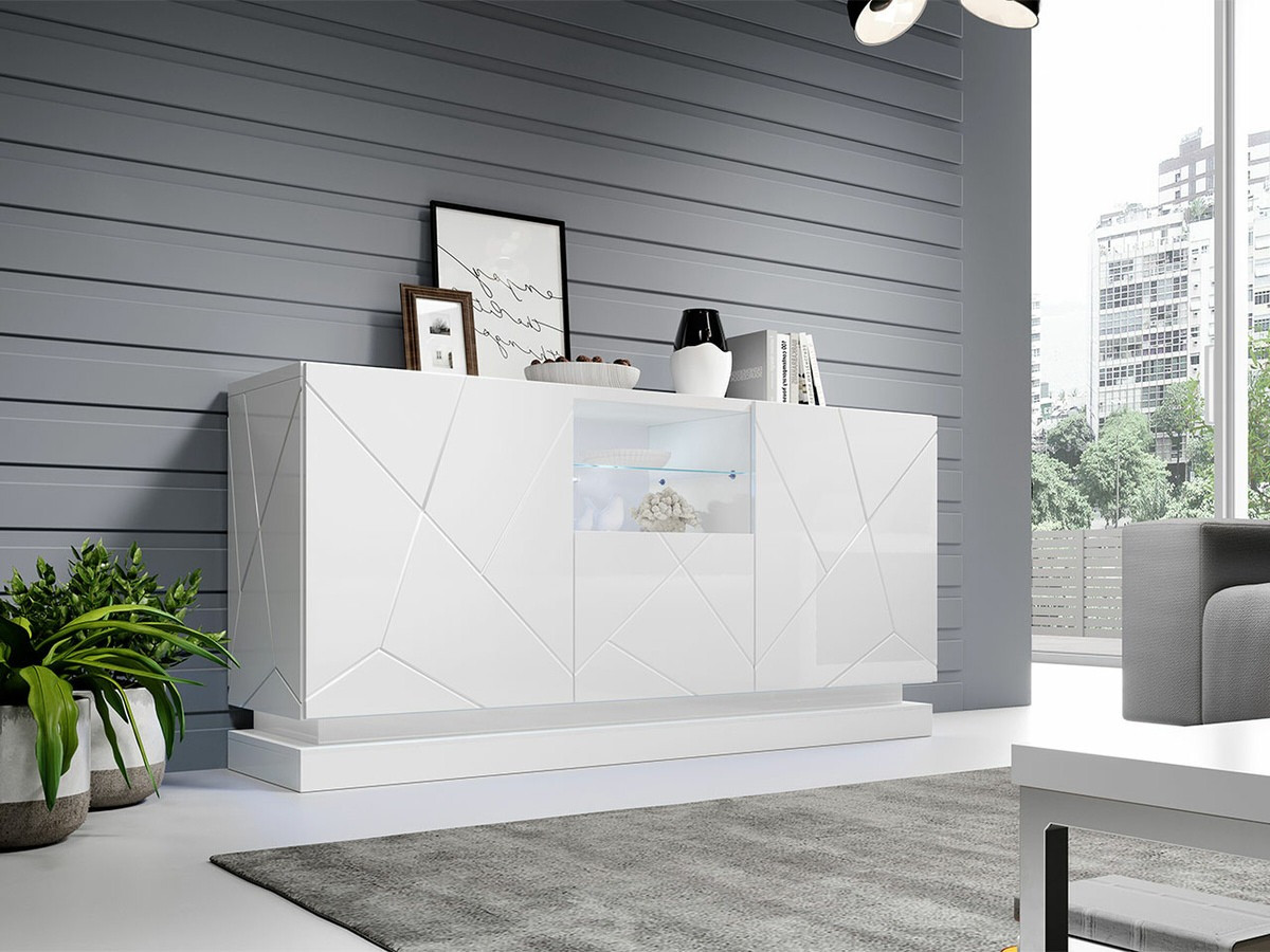 Sideboard Linar (White + Glossy white)