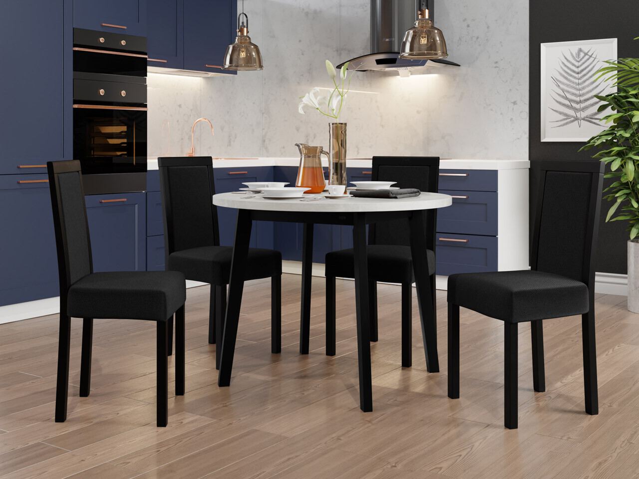 Dining set Victorville 256 (White + Black)