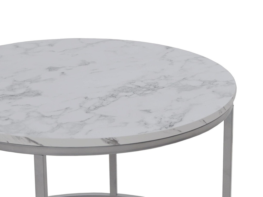 Coffee table set Houston 2213 (White marble + Silver)