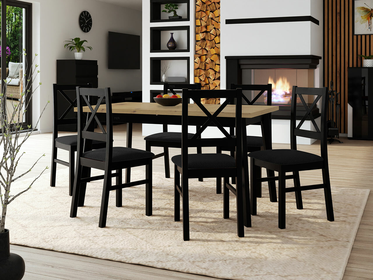 Dining set Victorville 295 (Artisan oak + Black)