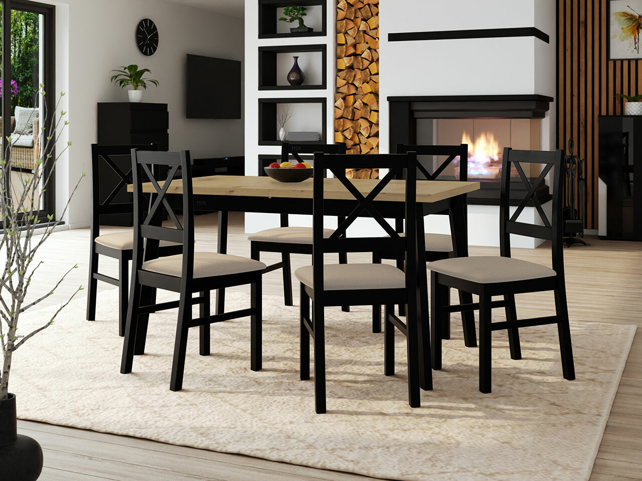 Dining set Victorville 295 (Artisan oak + Black)