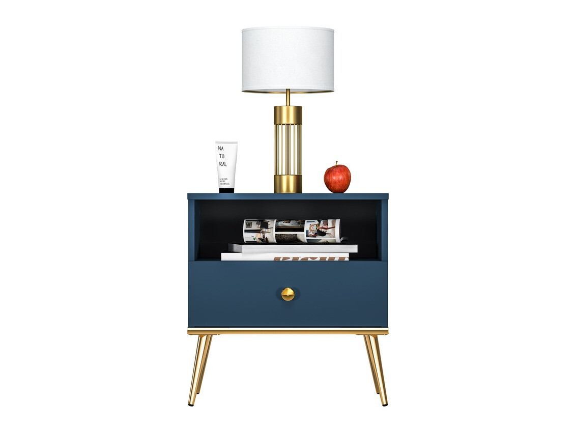 Bedside table Flonovu 105 (Dark blue + Golden)