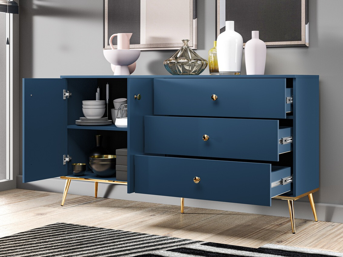 Chest of drawers Flonovu 102 (Dark blue + Golden)