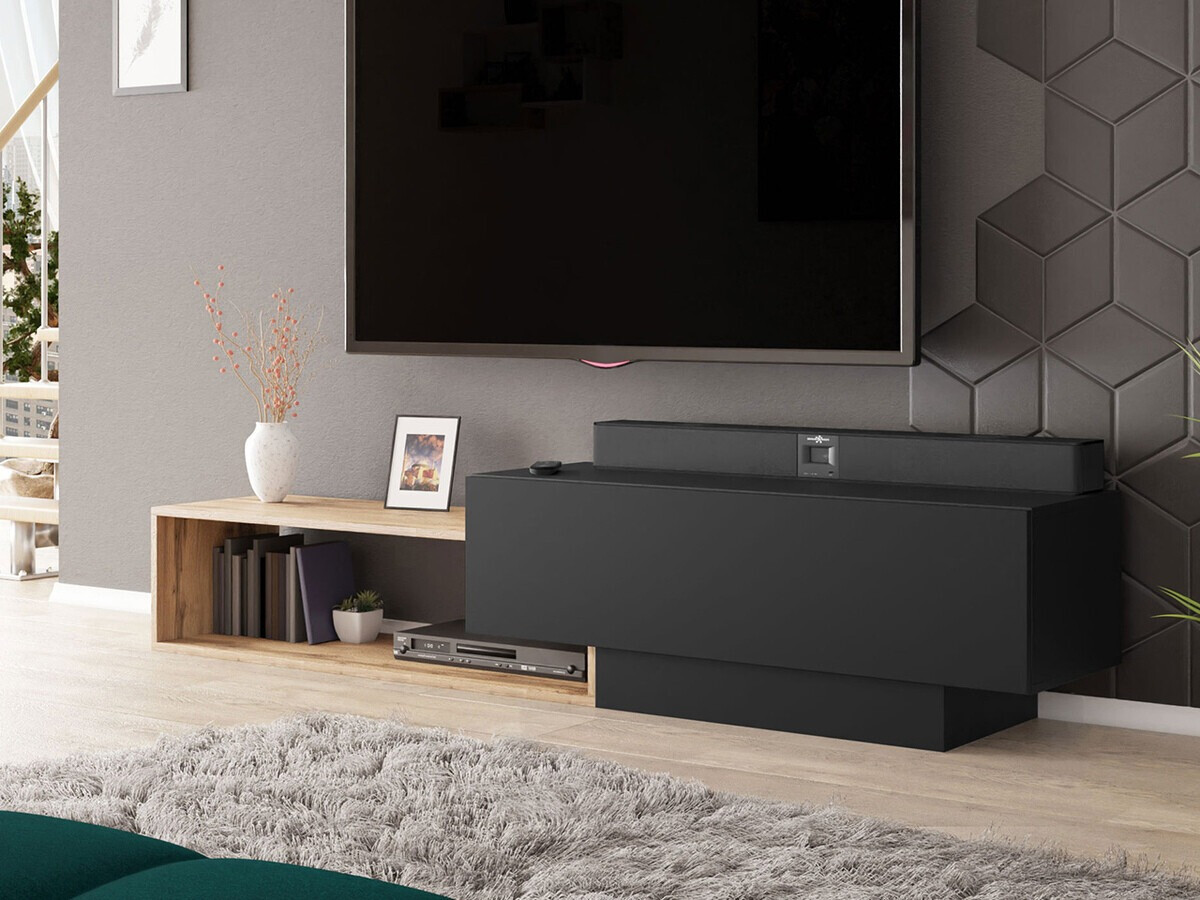 TV stand Pinos (Black + Wotan Oak)