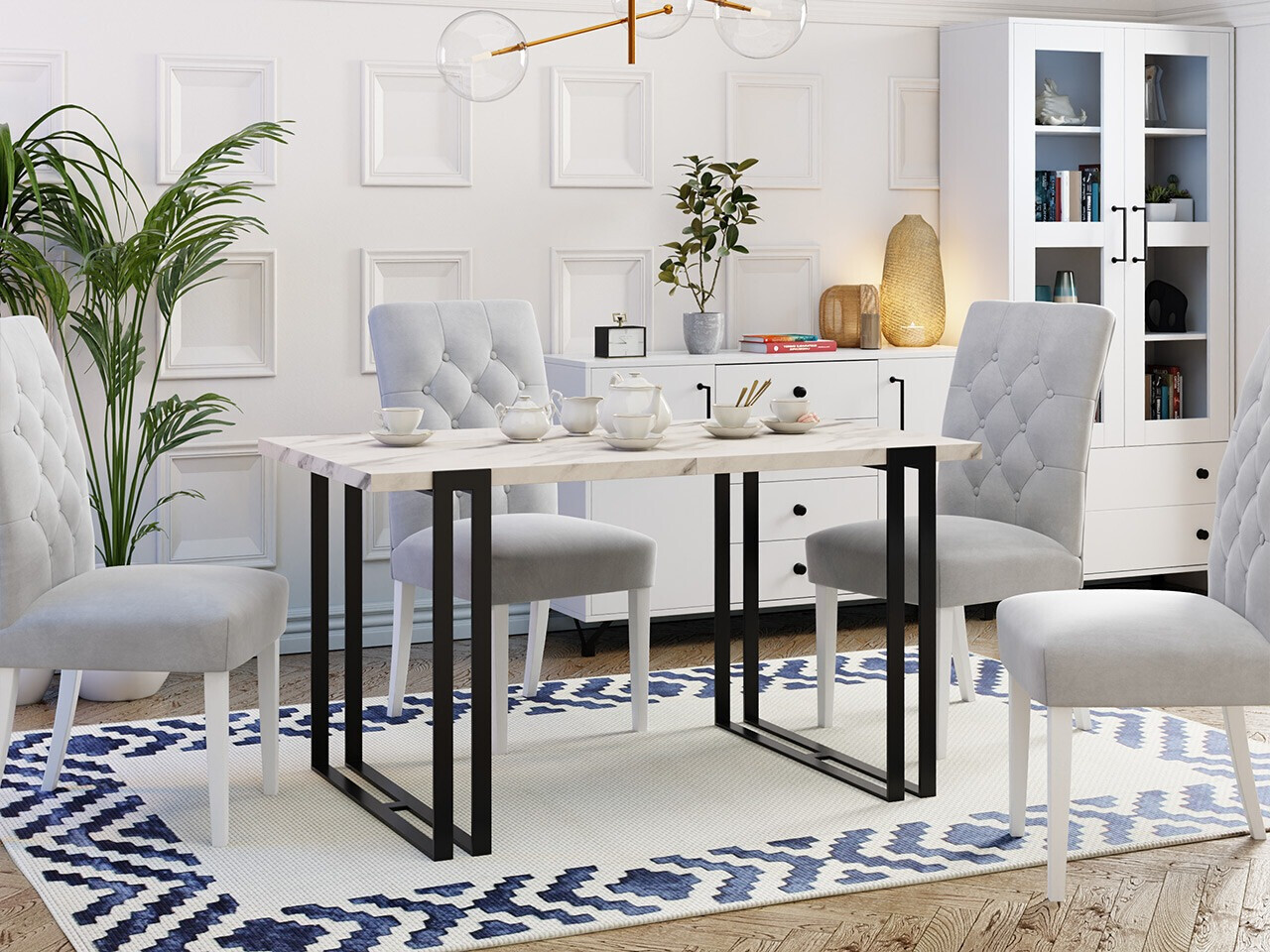 Table Comfivo Sors (White Marmuro + Black)