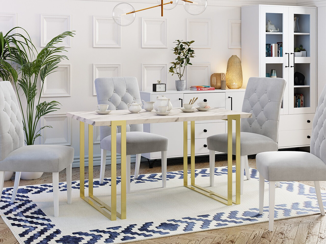 Table Comfivo Sors (White Marmuro + Golden)