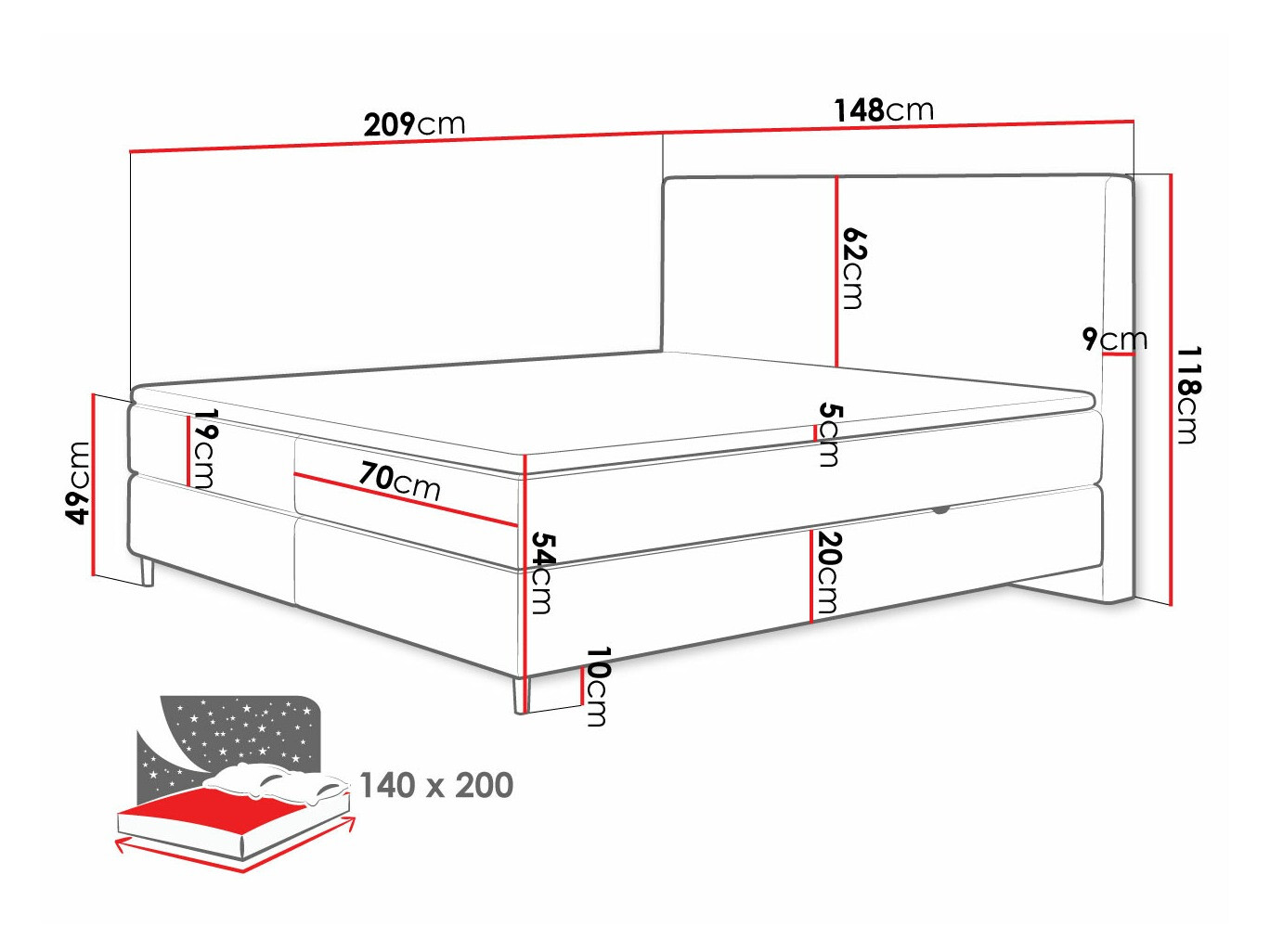 Continental bed ComfiDream Miraara (Poso 05 + Kronos 05)