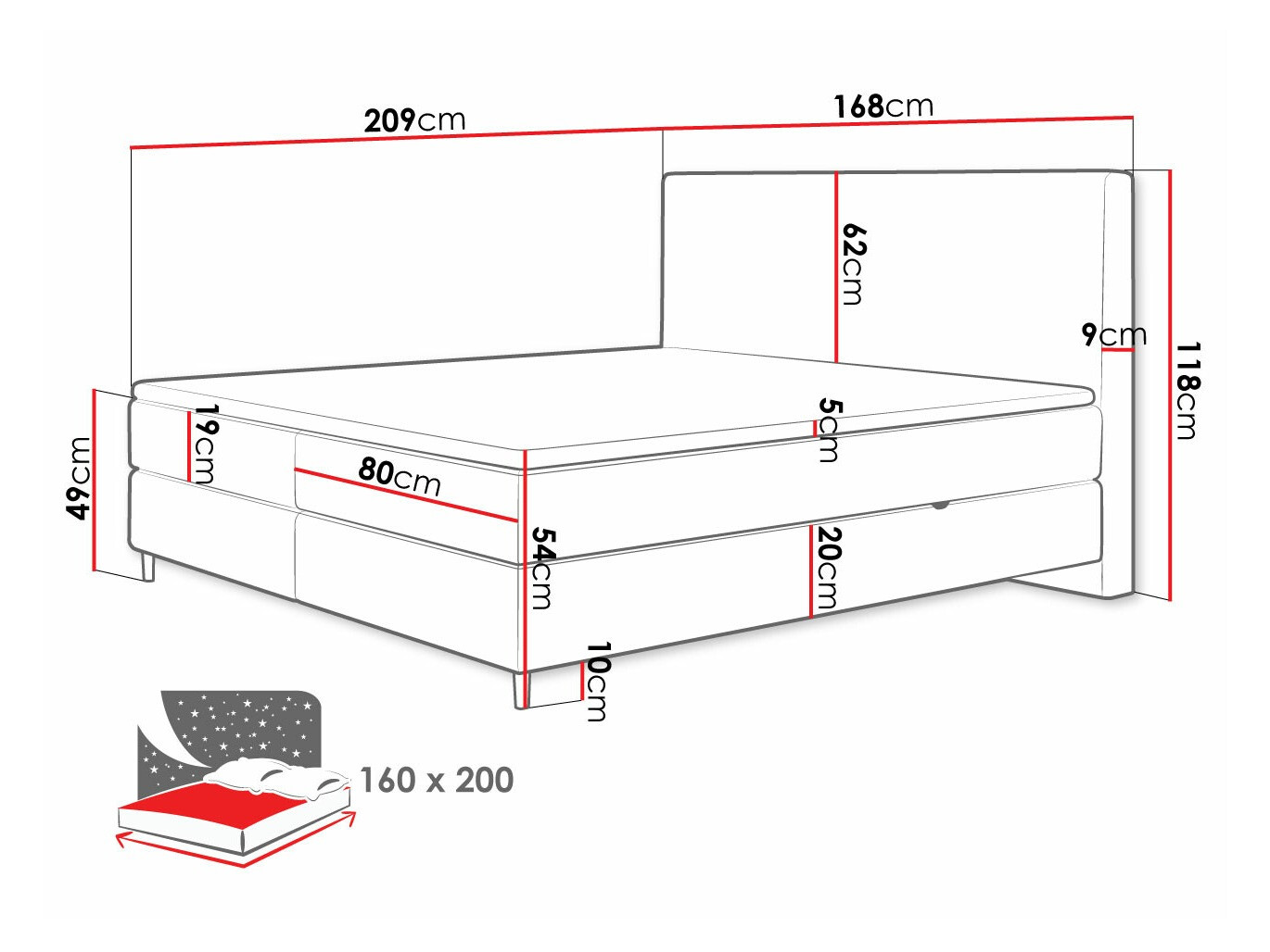 Continental bed ComfiDream Miraara (Poso 55 + Paros 05)