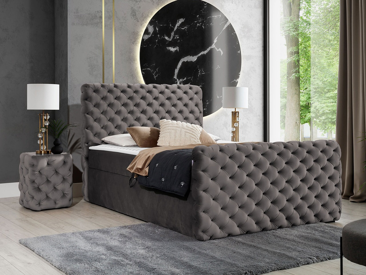 Continental bed Lac I (Velluto 17)