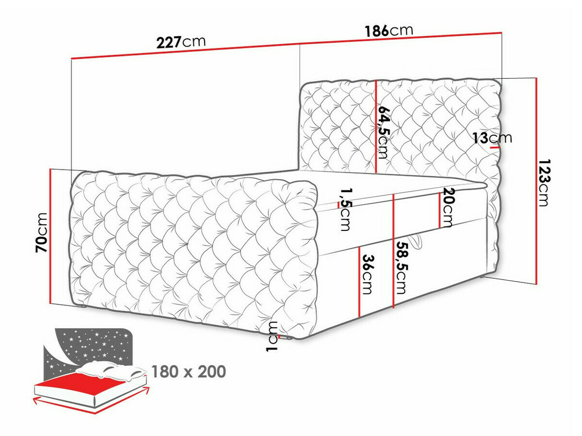 Continental bed Lac I (Velluto 17)