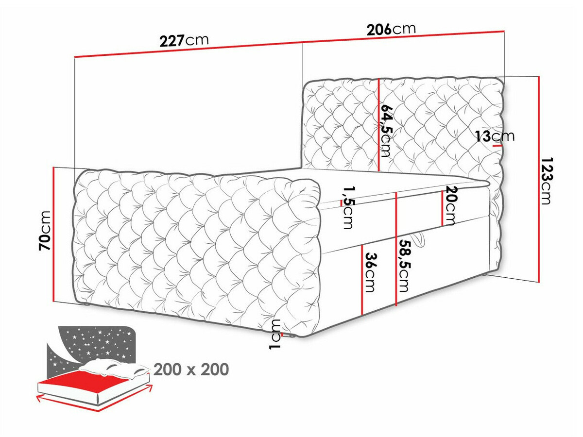 Continental bed Lac I (Velluto 17)