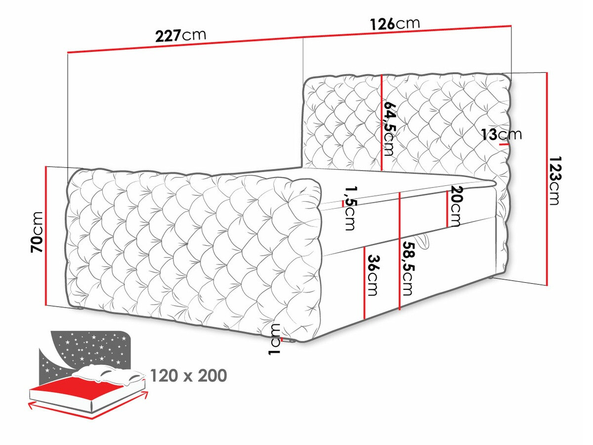 Continental bed Lac I (Velluto 20)