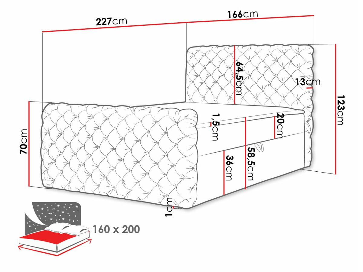 Continental bed Lac I (Velluto 20)