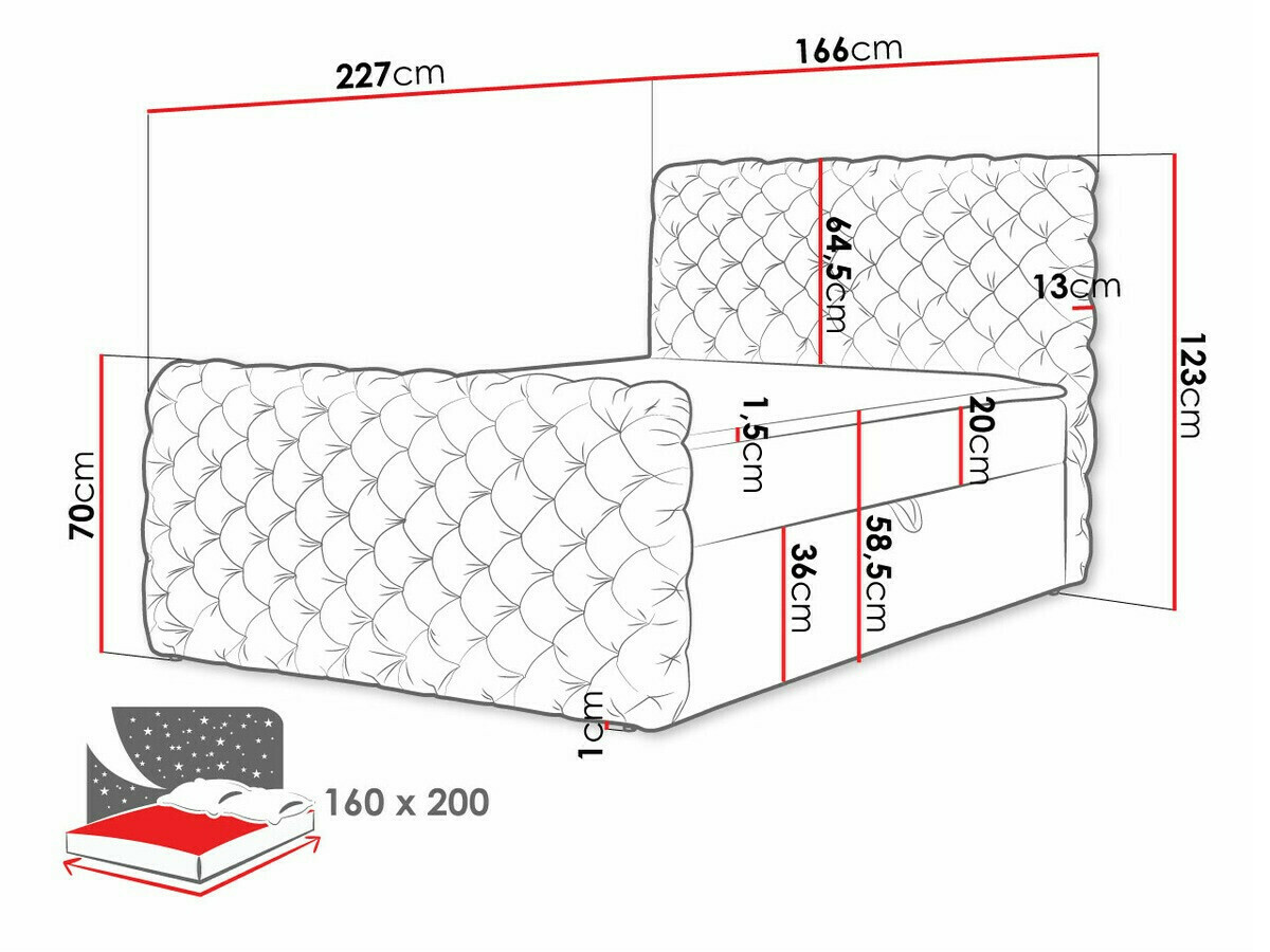 Continental bed Lac I (Velluto 29)