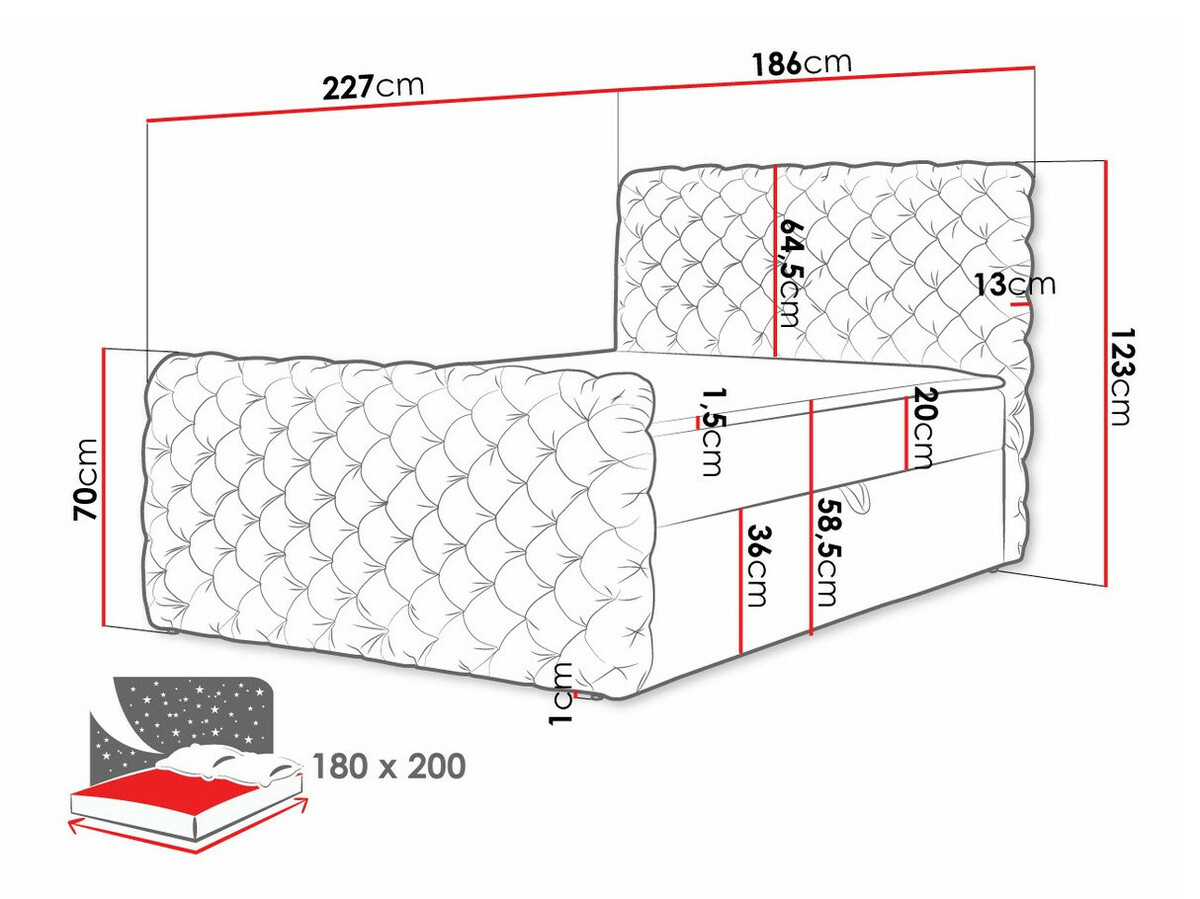 Continental bed Lac I (Velluto 8)