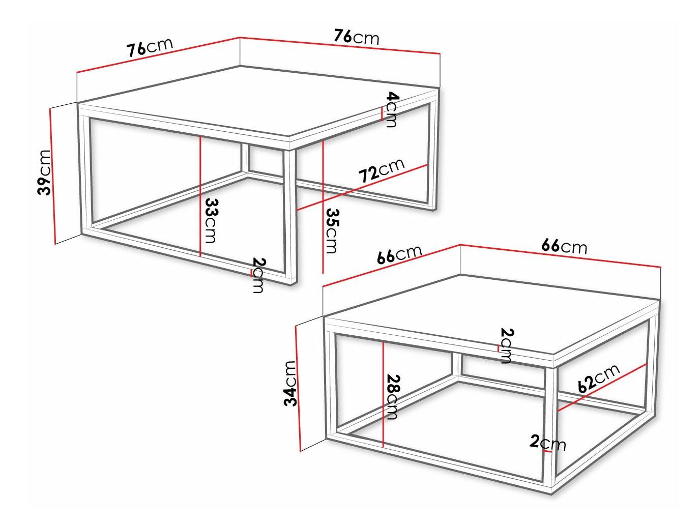 Coffee table set Oswego 101 (White + Black)