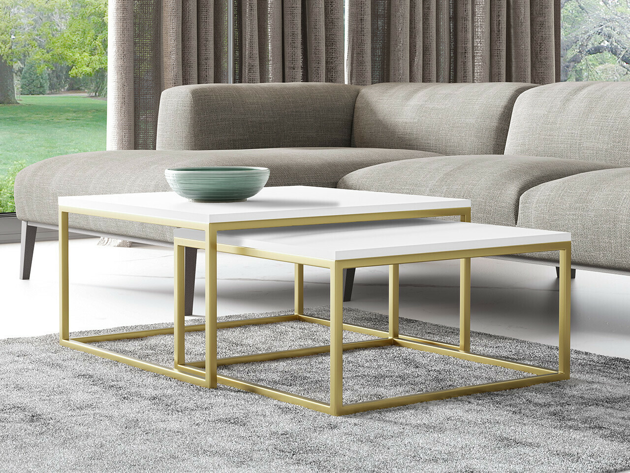 Coffee table set Oswego 102 (White + Golden)