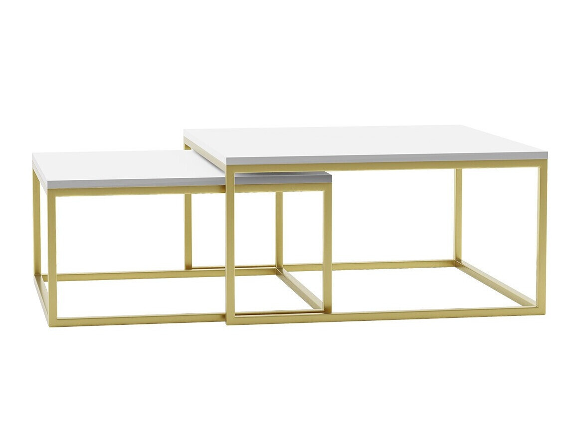 Nest of coffee tables Oswego 102 (White + Golden)