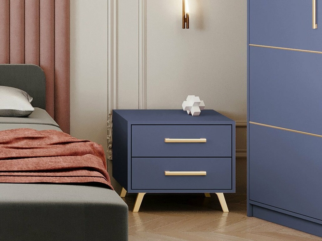 Bedside table Rosa (Blue + Golden)