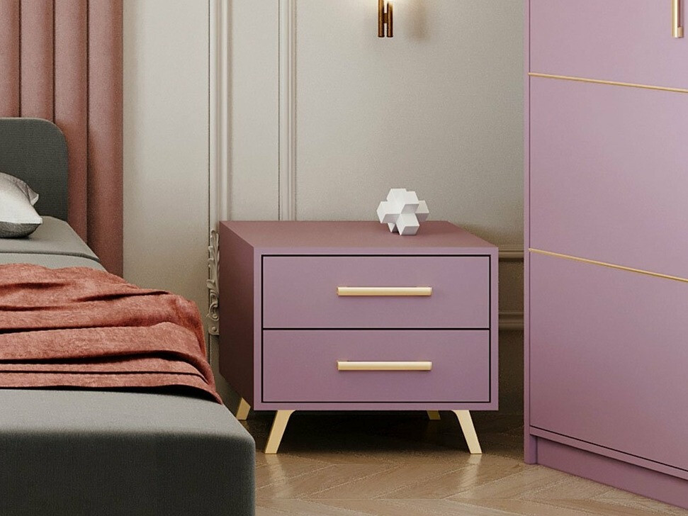 Bedside table Rosa (Purple + Golden)
