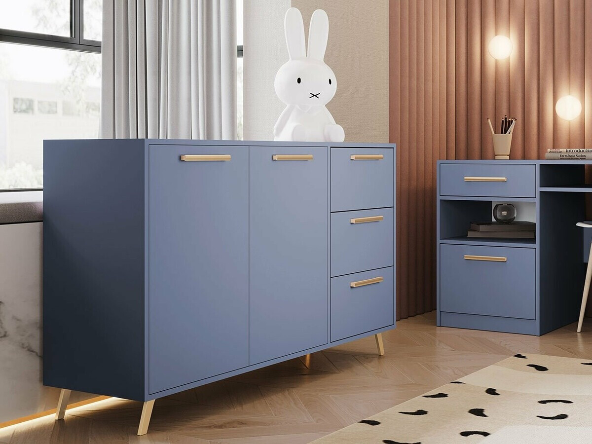 Chest of drawers Rosa (Blue + Golden)