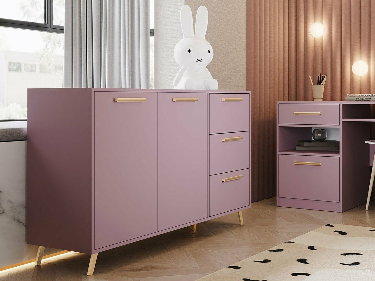 Chest of drawers Rosa (Purple + Golden)