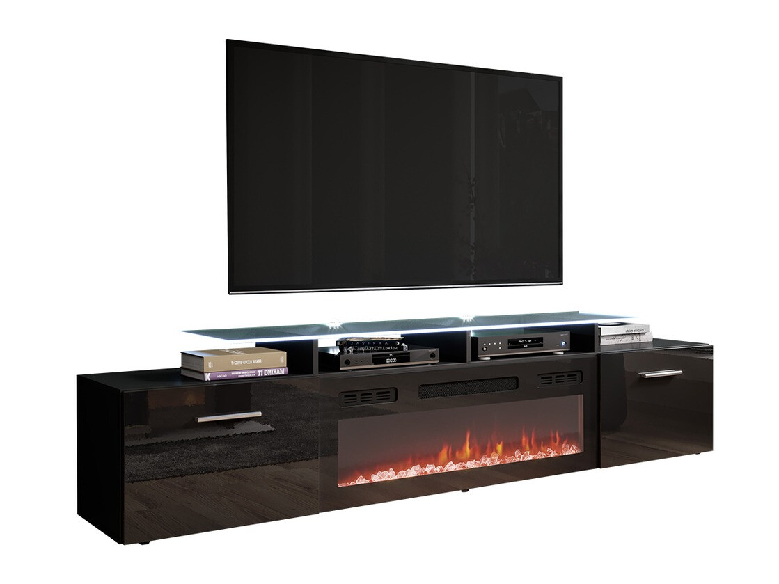 TV stand Numerus (Black + Glossy black)