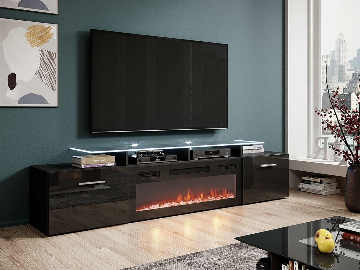 TV stand Numerus (Black + Glossy black)