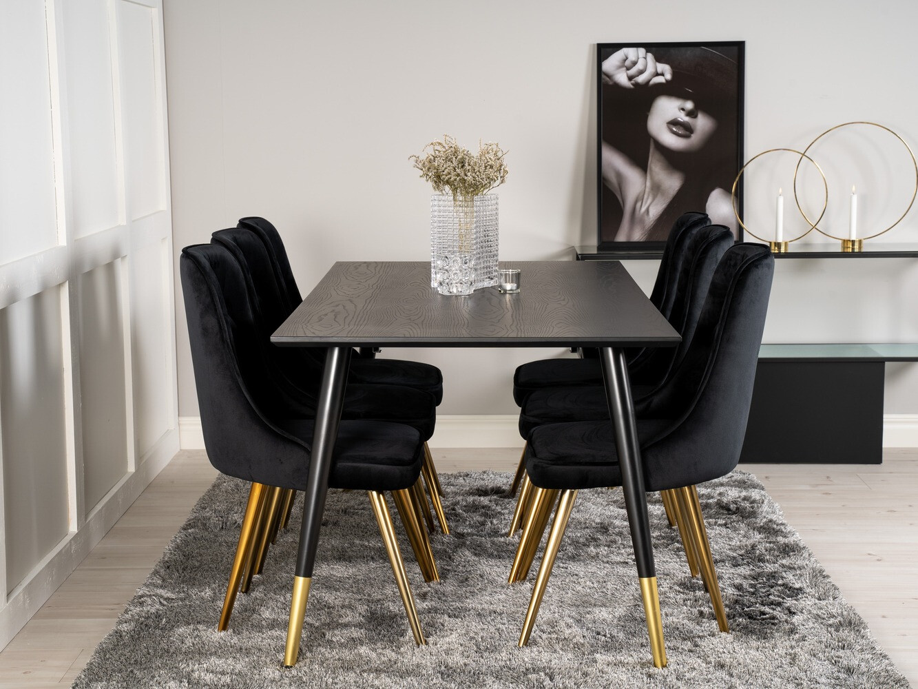 Dining set Dallas 1256 (Black + Golden)