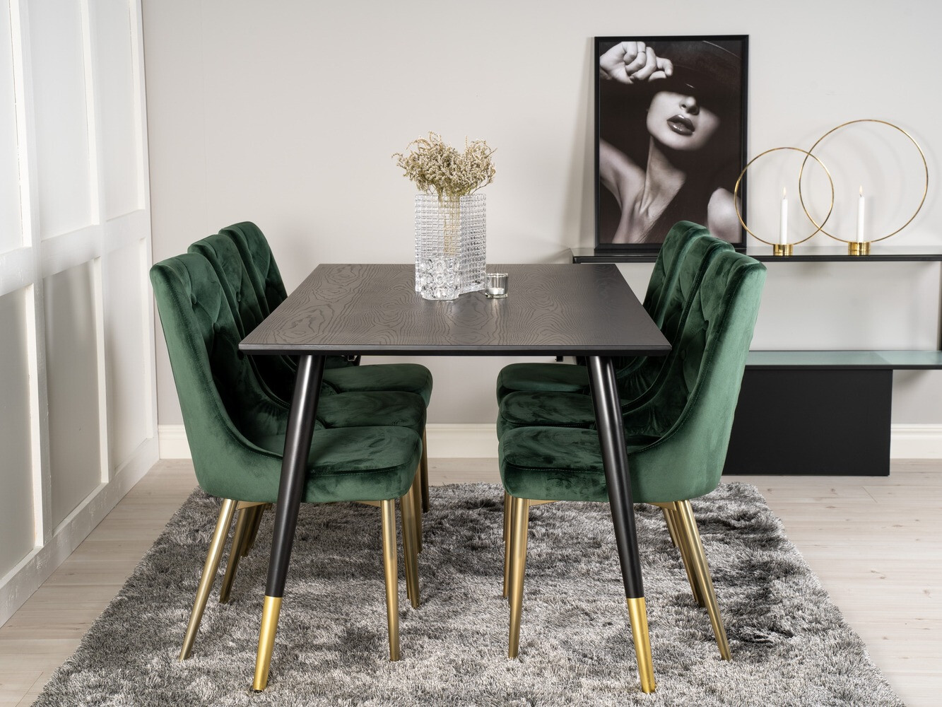 Dining set Dallas 1256 (Green + Golden)