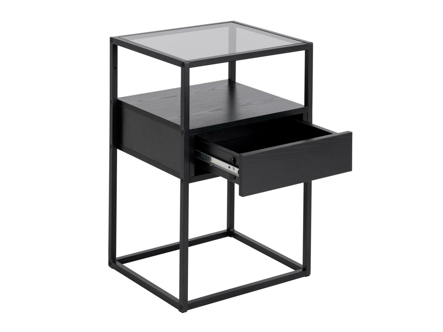 Bedside table Norsica 695 (Black + Black ash)
