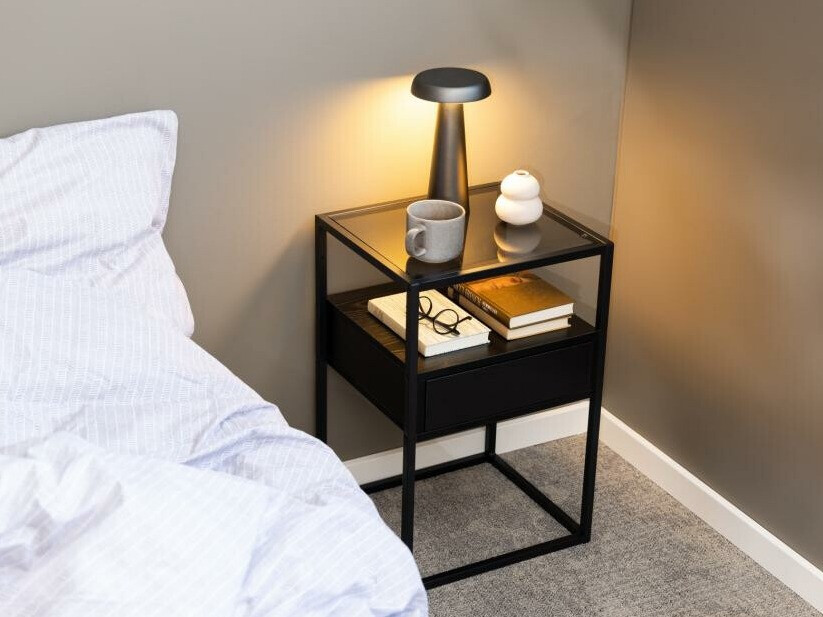 Bedside table Norsica 695 (Black + Black ash)