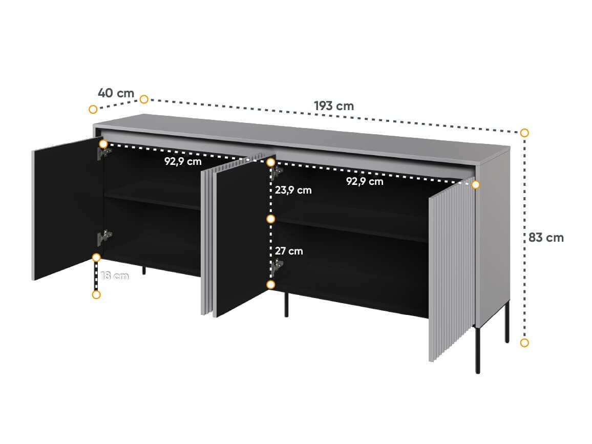 Sideboard Fernolu 103 (Grey + Black)