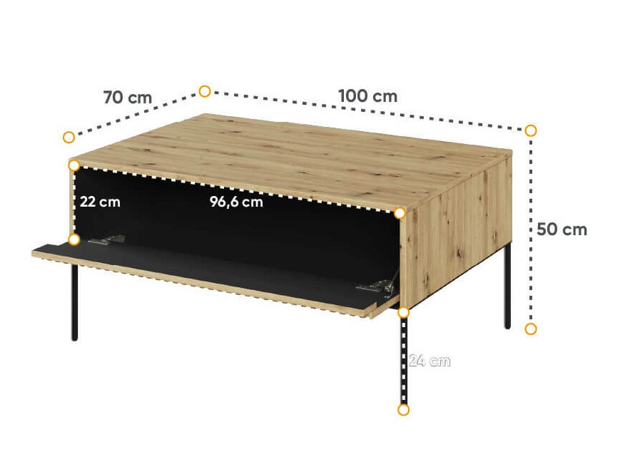 Coffee table Fernolu 110 (Artisan oak + Black)