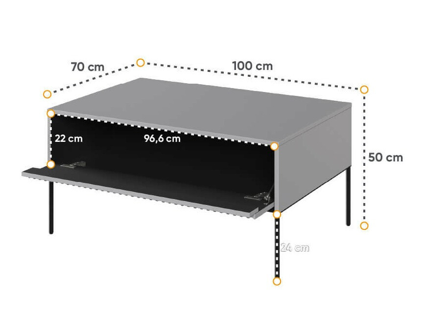 Coffee table Fernolu 110 (Grey + Black)