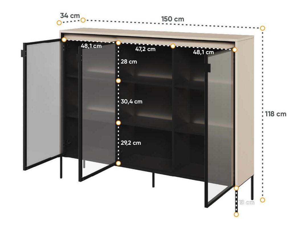Sideboard Fernolu 108 (Beige + Black)