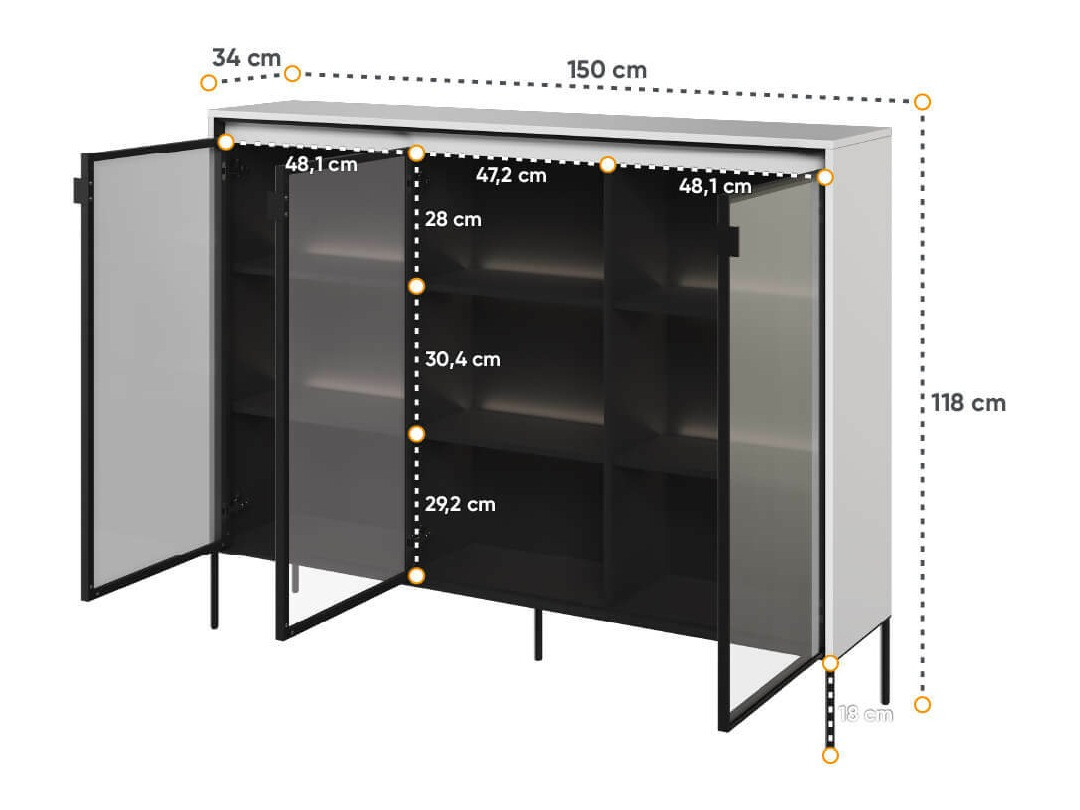 Sideboard Fernolu 108 (White + Black)