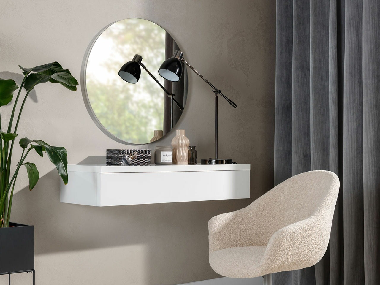 Dressing table Delpher I (White + Glossy white)