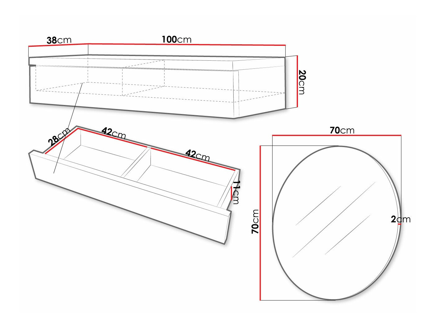 Dressing table Delpher I (White + Glossy white)