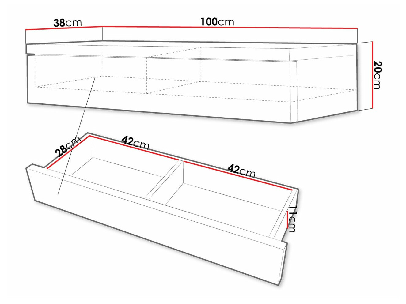 Dressing table Delpher (White + Glossy white)
