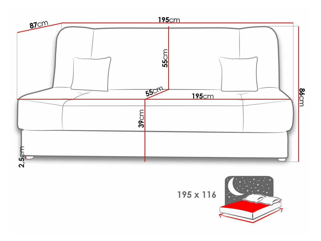 Sofa bed Comfivo Cera III (Poso 100)