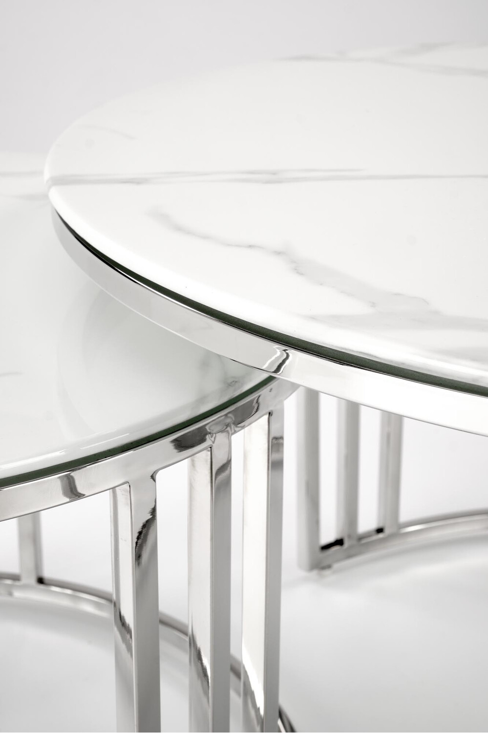 Coffee table set Houston 1503 (Silver + White marble)