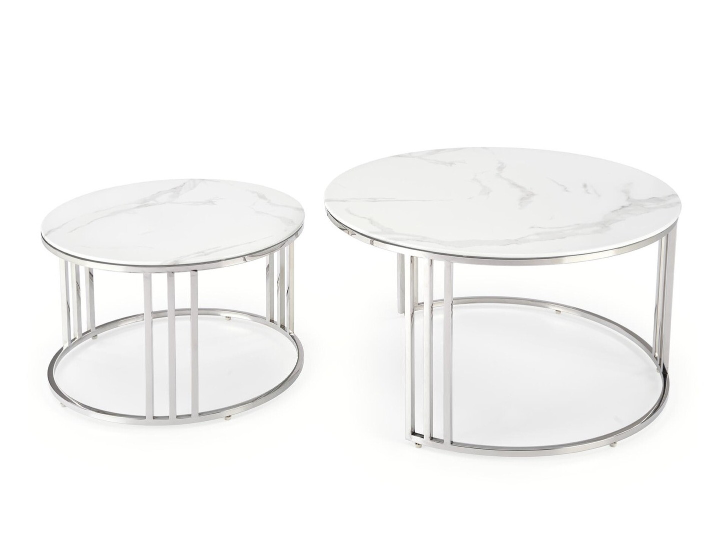 Nest of coffee tables Houston 1503 (Silver + White marble)