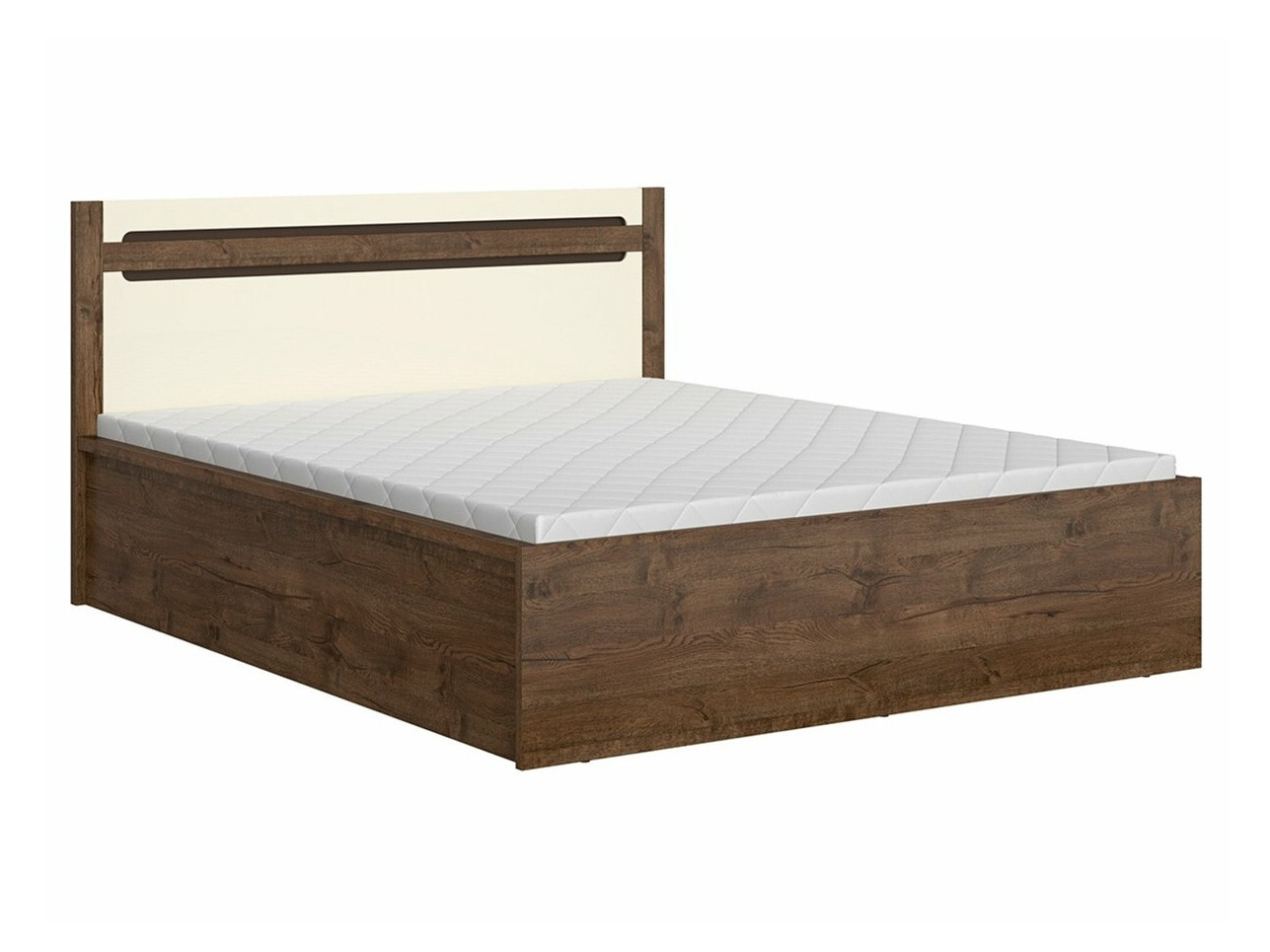 Bed Ophevaru 116 (Glossy cream + April oak)