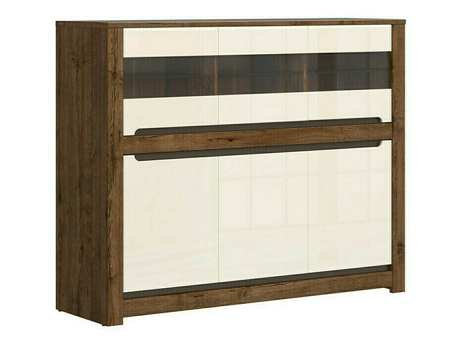 Sideboard Ophevaru 102 (Glossy cream + April oak)