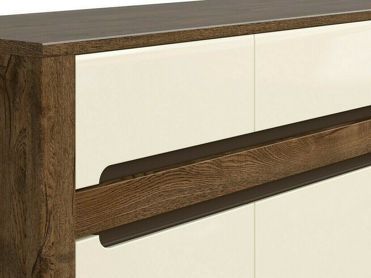 Sideboard Ophevaru 102 (Glossy cream + April oak)