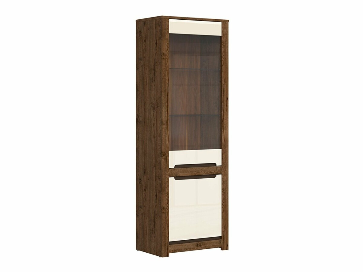 Bookcase Ophevaru 105 (Glossy cream + April oak)