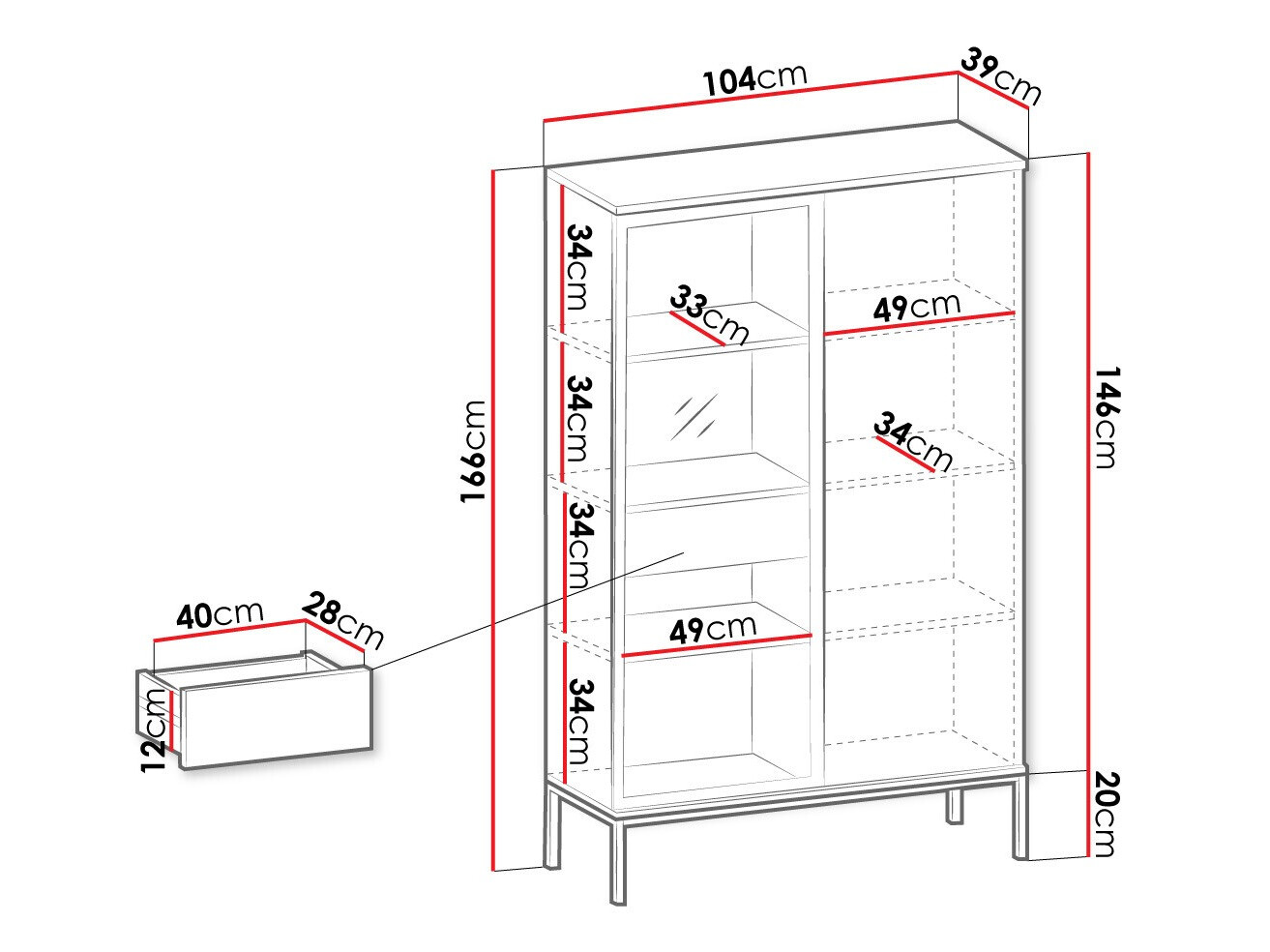 Bookcase Manal (Black + Wotan Oak)