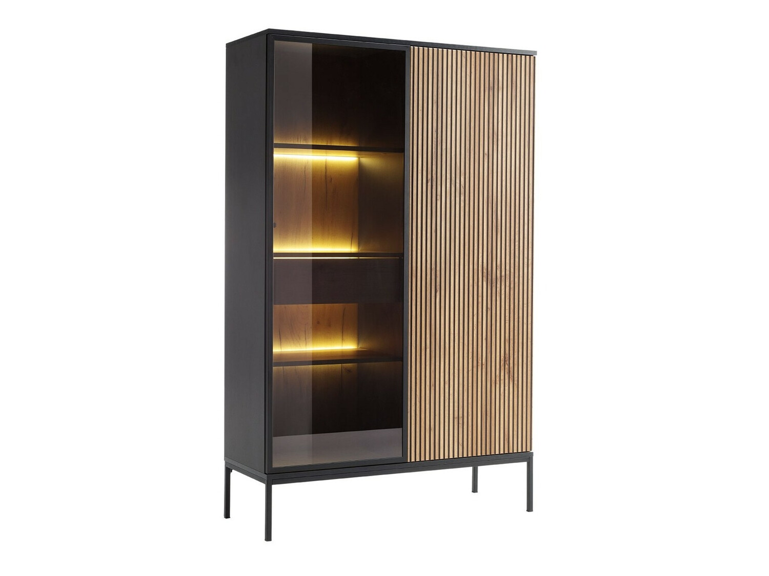 Bookcase Manal (Black + Wotan Oak)